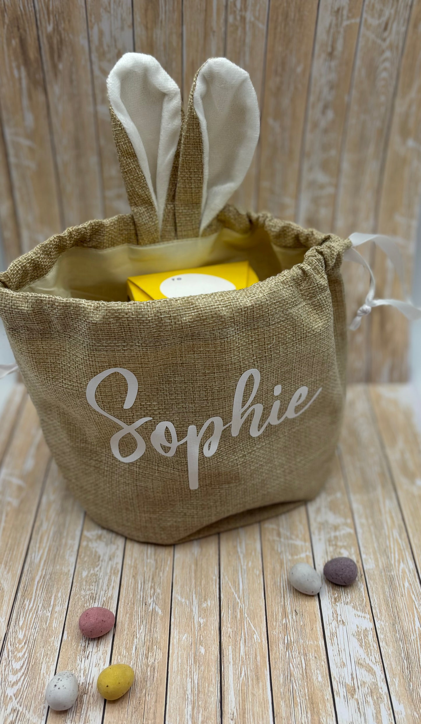 Personalised Easter Bunny Jute gift Bag