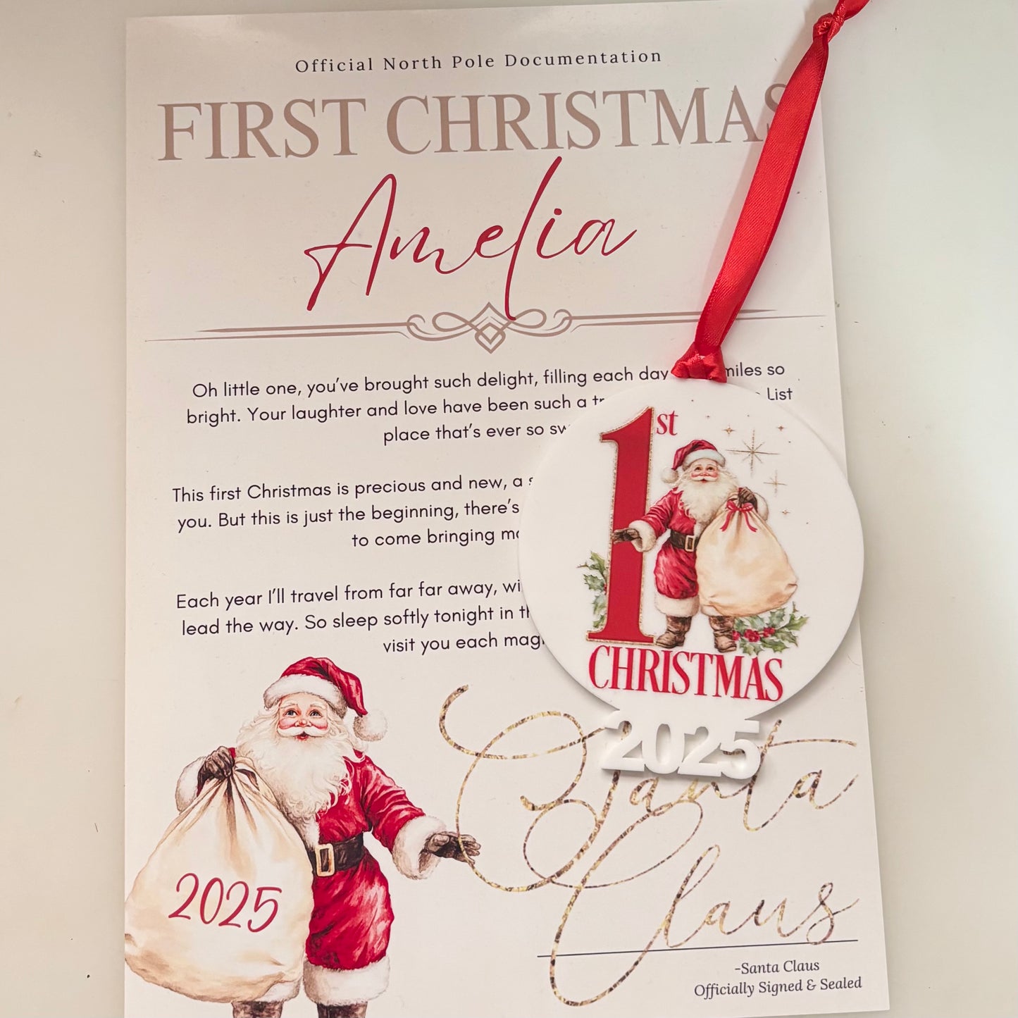 Personalised First Christmas Letter & Keepsake Ornament – 2025 Edition