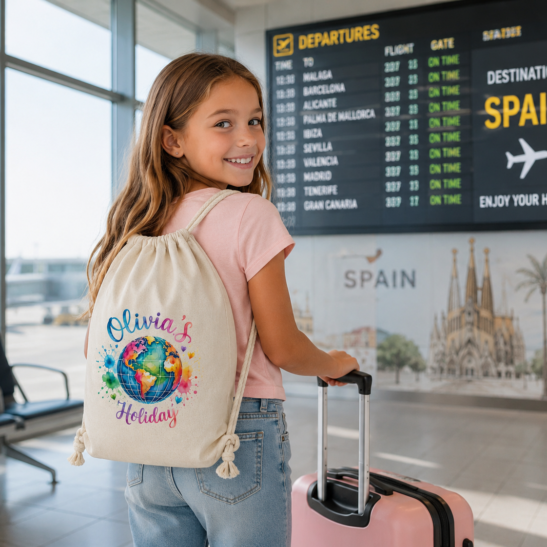 Personalised Children's Travel Drawstring Bag