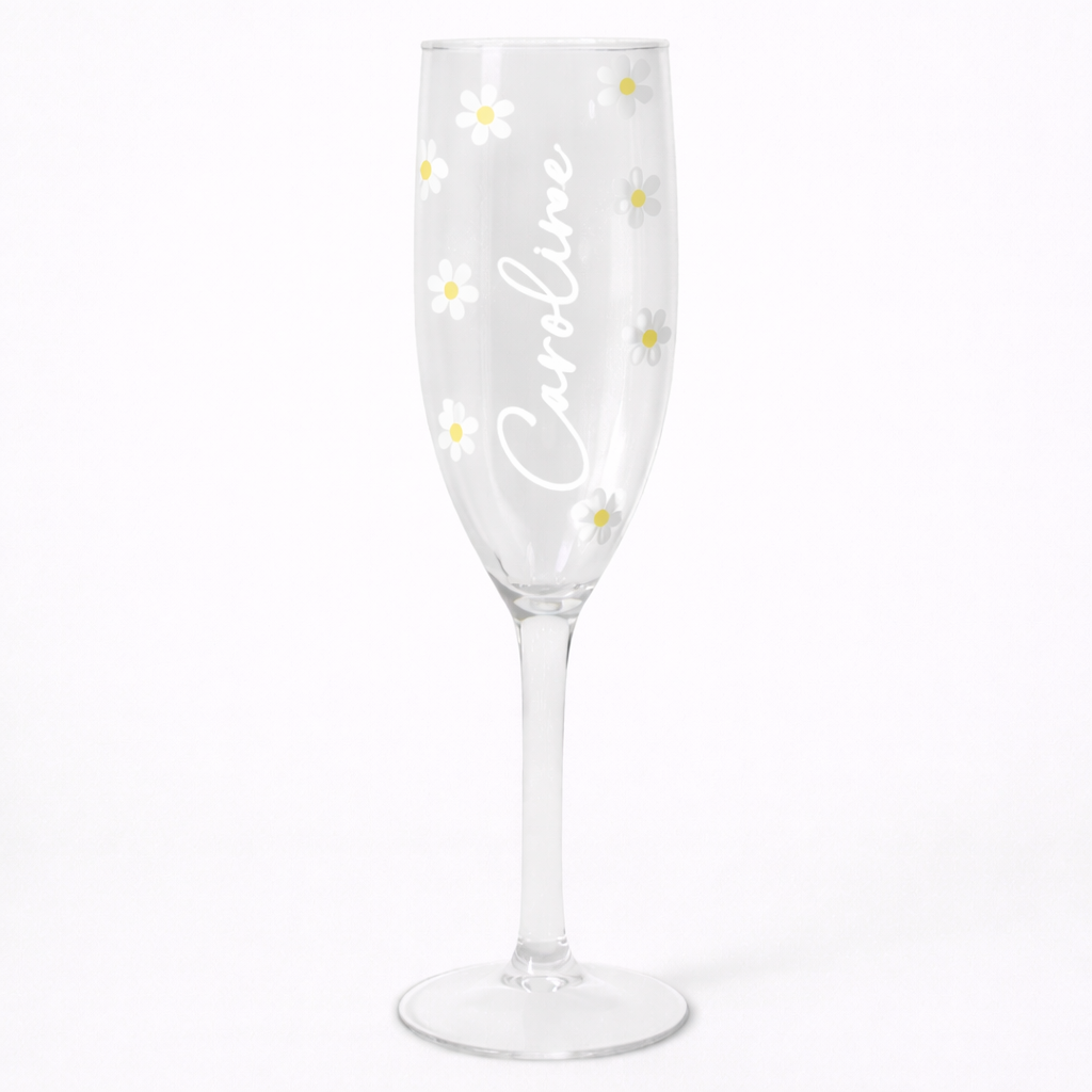 Personalised Daisy Plastic Champagne Flute