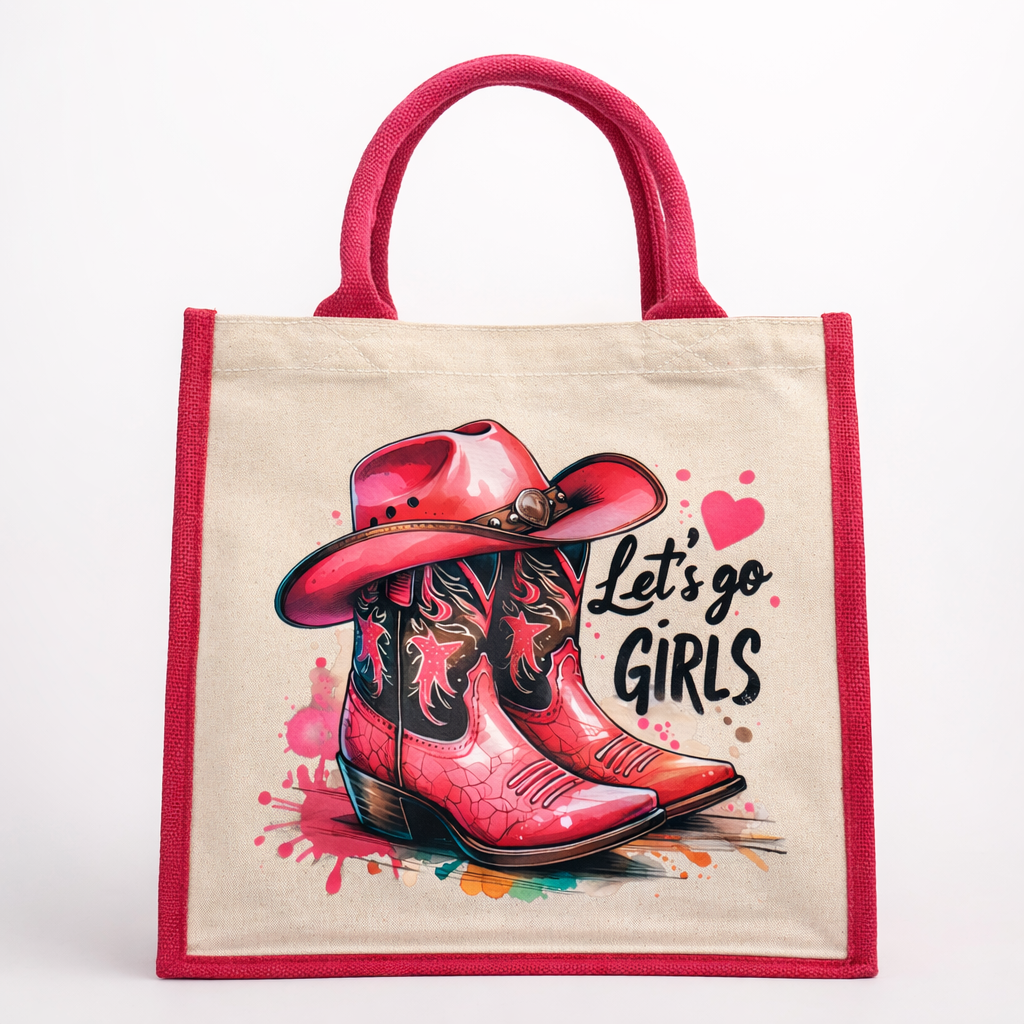 “Let’s Go Girls”  Premium Jute Tote Bag