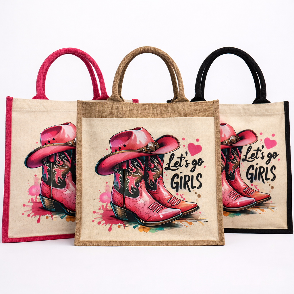 “Let’s Go Girls”  Premium Jute Tote Bag