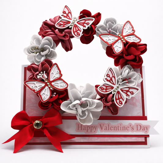 Luxury Handmade 3D Valentine’s Day Card – Floral Wreath Design