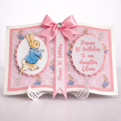 Personalised 1st Birthday Card – Peter Rabbit Style – Blue or Pink