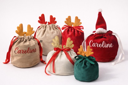 Personalised Reindeer Antler Christmas Gift Bag