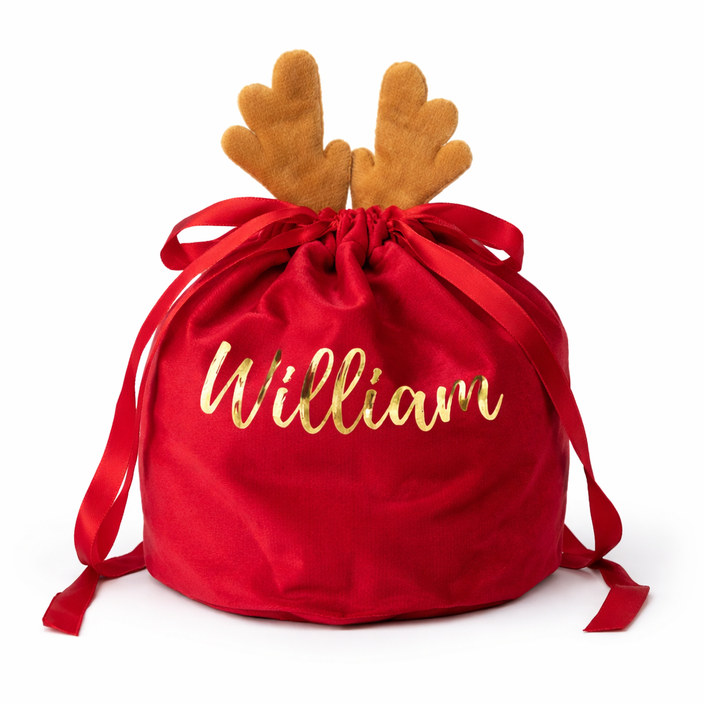 Personalised Reindeer Antler Christmas Gift Bag