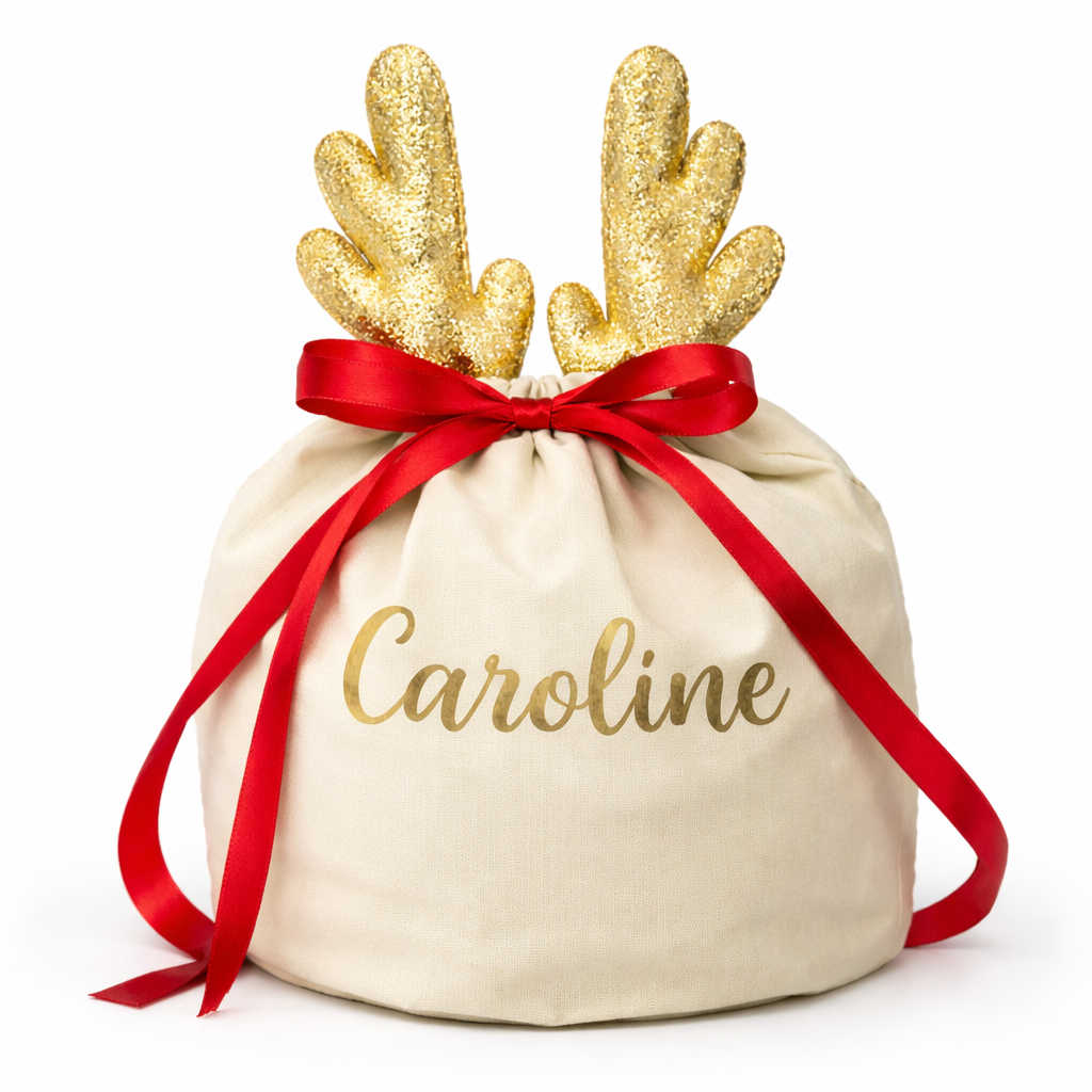Personalised Reindeer Antler Christmas Gift Bag