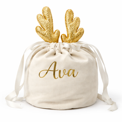 Personalised Reindeer Antler Christmas Gift Bag