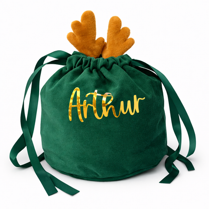 Personalised Reindeer Antler Christmas Gift Bag
