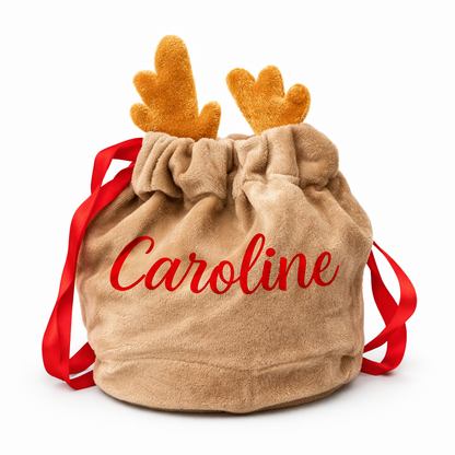 Personalised Reindeer Antler Christmas Gift Bag