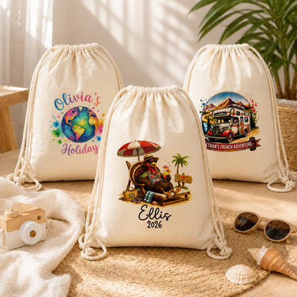 Personalised Children's Travel Drawstring Bag