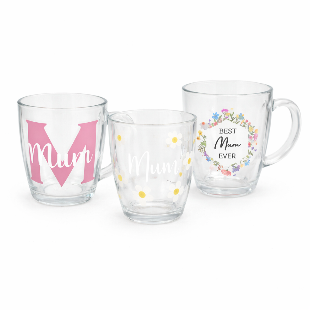 Personalised Mum Glass Mug – 3 Designs Available