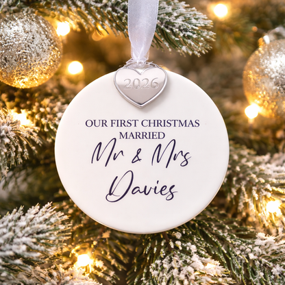 Personalised First Christmas Married Decoration