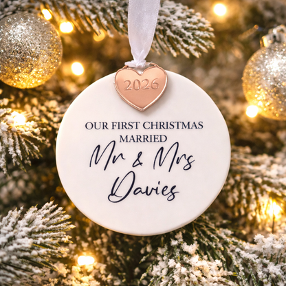 Personalised First Christmas Married Decoration