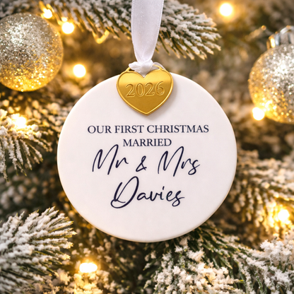 Personalised First Christmas Married Decoration