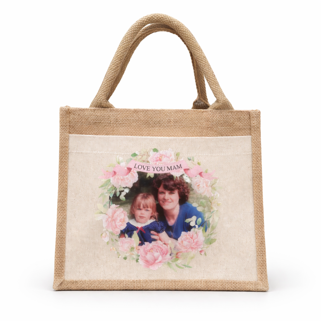 Personalised Photo Jute Tote Bag Mum Keepsake Gift