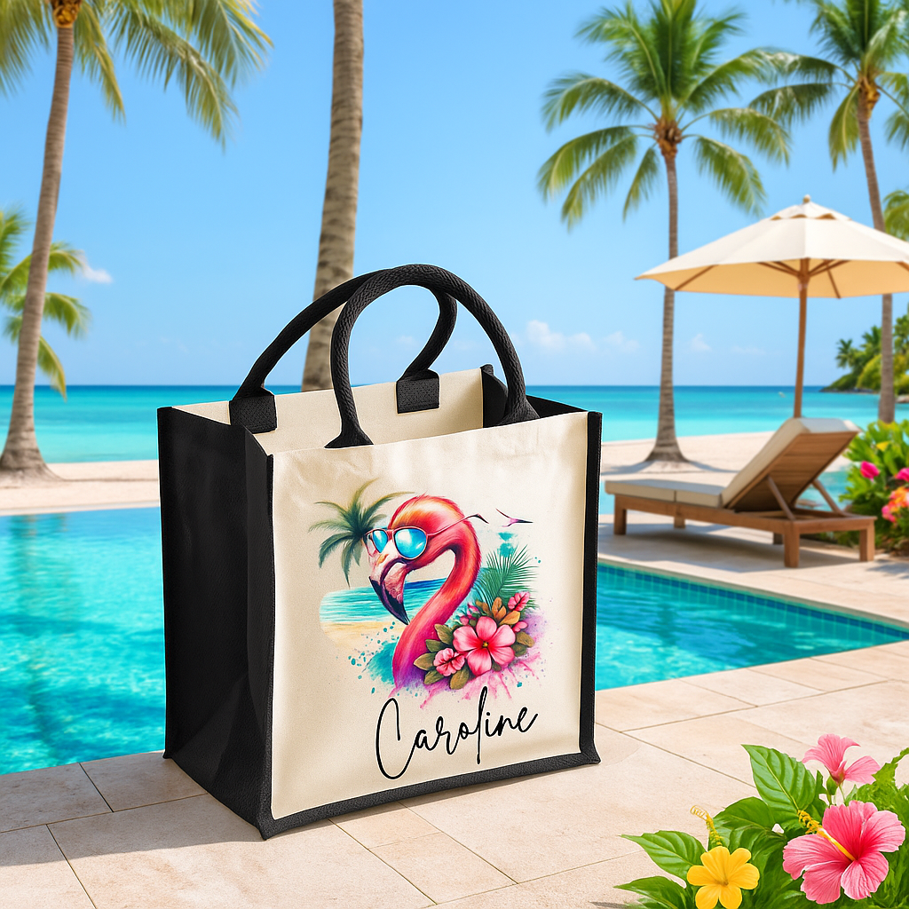 Personalised Flamingo Summer Tote Bag