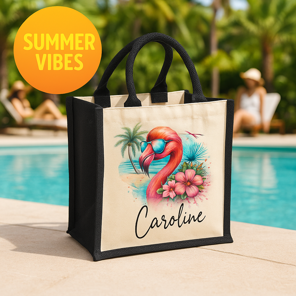 Personalised Flamingo Summer Tote Bag