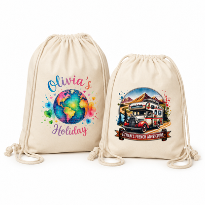 Personalised Children's Travel Drawstring Bag