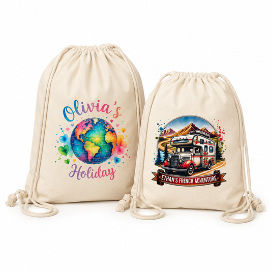 Personalised Children's Travel Drawstring Bag
