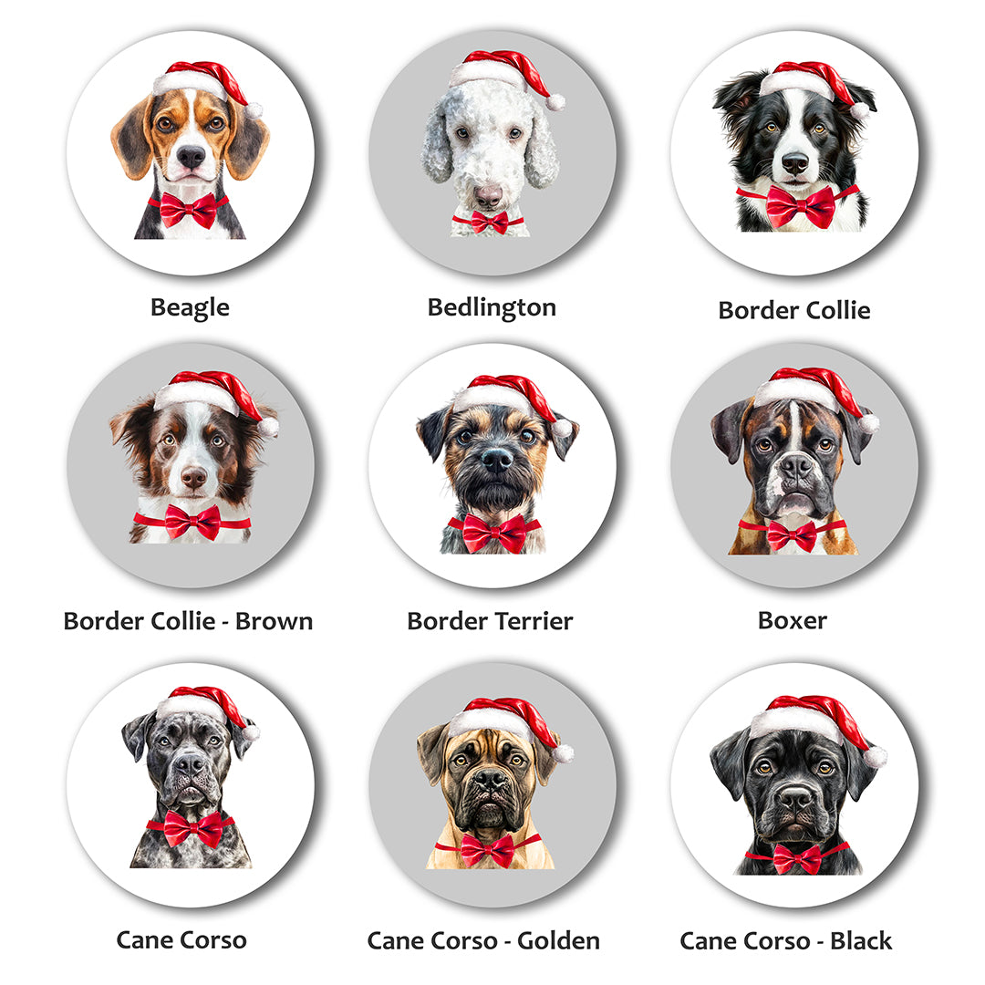 Personalised Dog in Santa Hat Christmas Decoration - 53 Breeds!