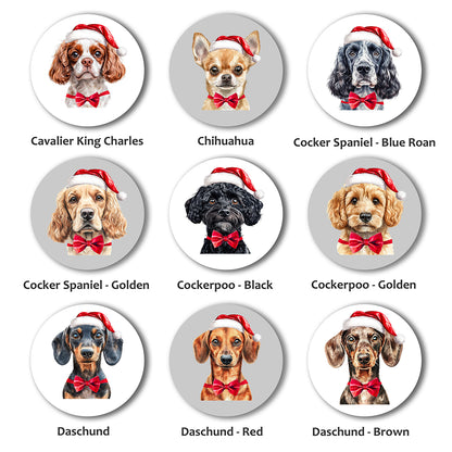 Personalised Dog in Santa Hat Christmas Decoration - 53 Breeds!