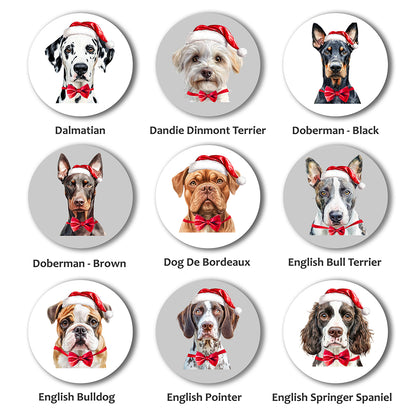 Personalised Dog in Santa Hat Christmas Decoration - 53 Breeds!