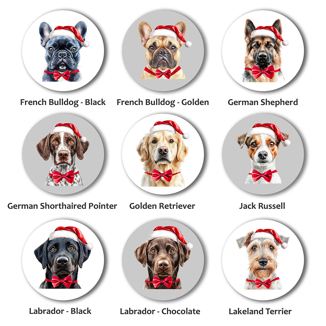 Personalised Dog in Santa Hat Christmas Decoration - 53 Breeds!
