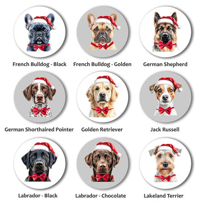 Personalised Dog in Santa Hat Christmas Decoration - 53 Breeds!