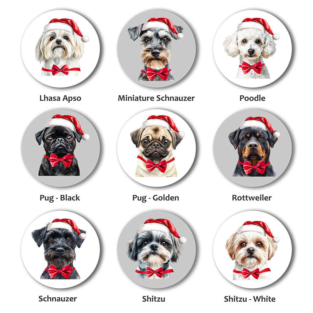 Personalised Dog in Santa Hat Christmas Decoration - 53 Breeds!