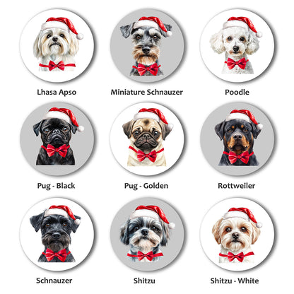 Personalised Dog in Santa Hat Christmas Decoration - 53 Breeds!