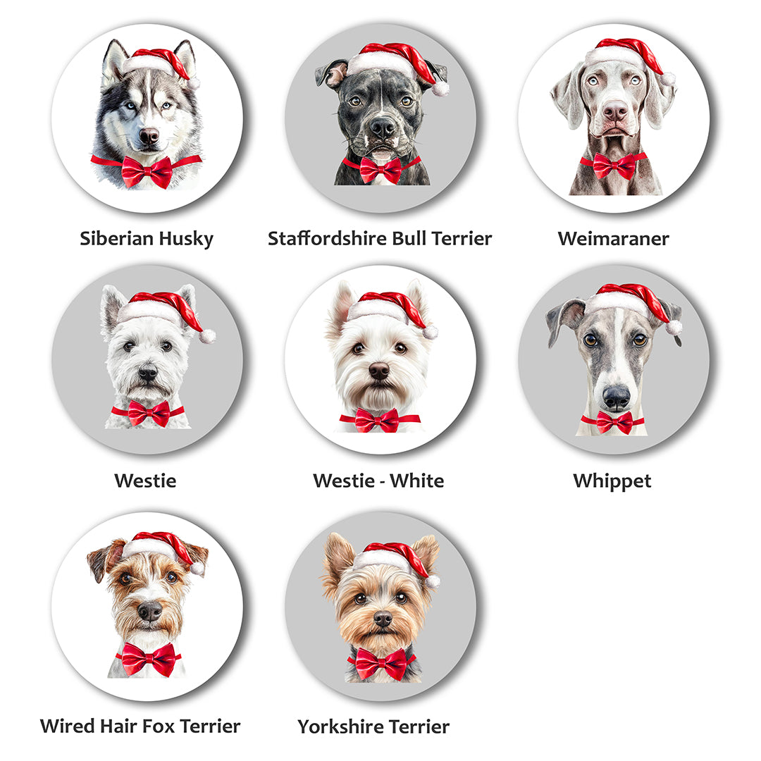 Personalised Dog in Santa Hat Christmas Decoration - 53 Breeds!