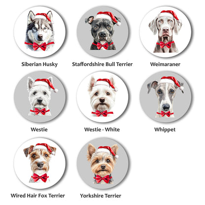 Personalised Dog in Santa Hat Christmas Decoration - 53 Breeds!
