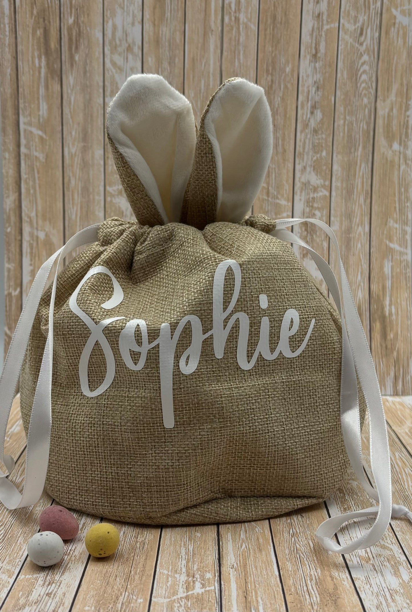 Personalised Easter Bunny Jute gift Bag