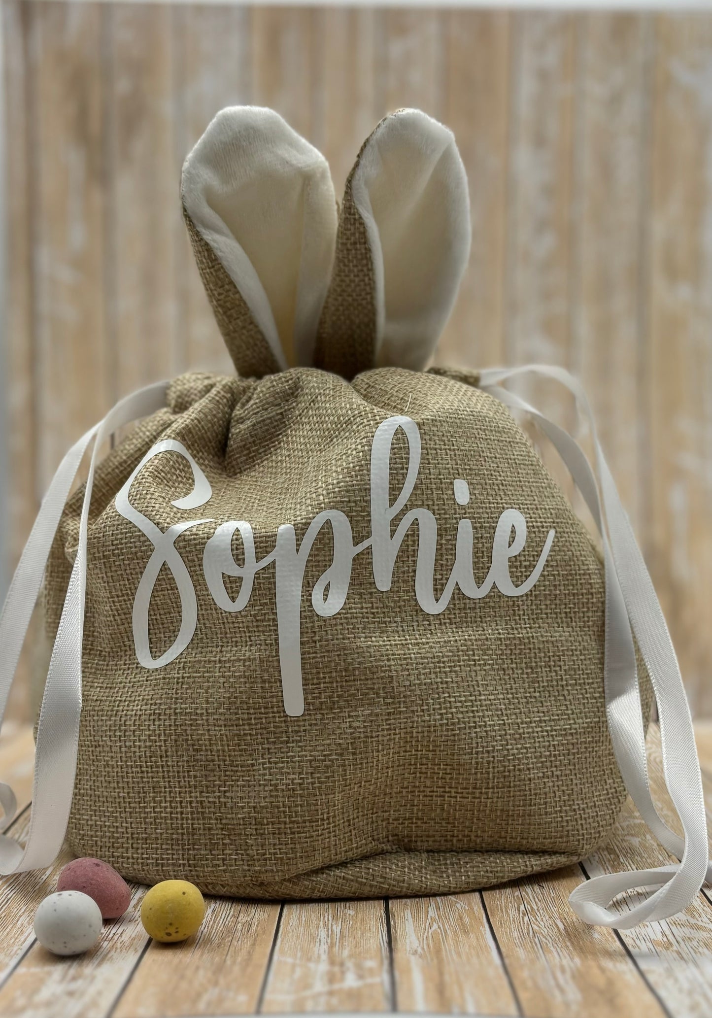 Personalised Easter Bunny Jute gift Bag