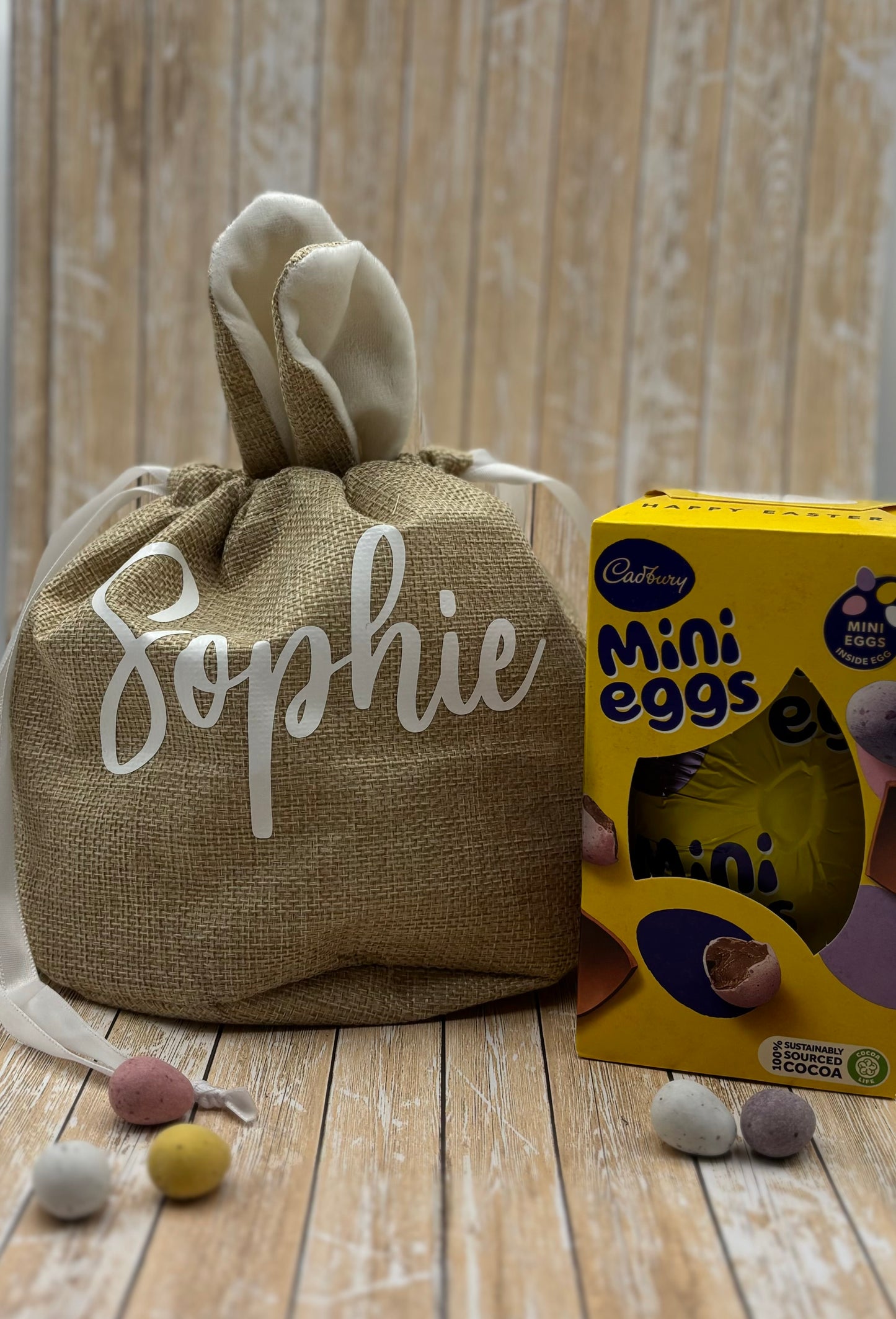 Personalised Easter Bunny Jute gift Bag