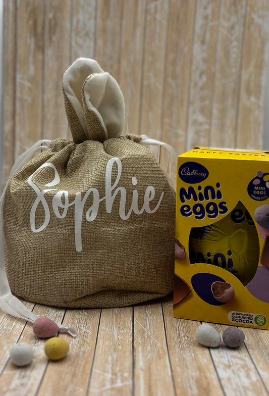 Personalised Easter Bunny Jute gift Bag