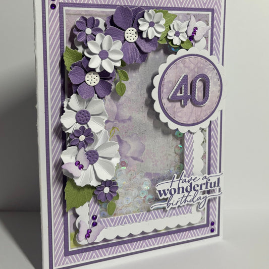 Floral Birthday Shaker card - Any Age