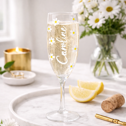 Personalised Daisy Plastic Champagne Flute