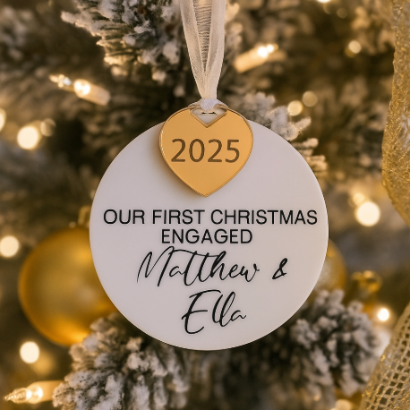 Personalised First Christmas Engaged Decoration