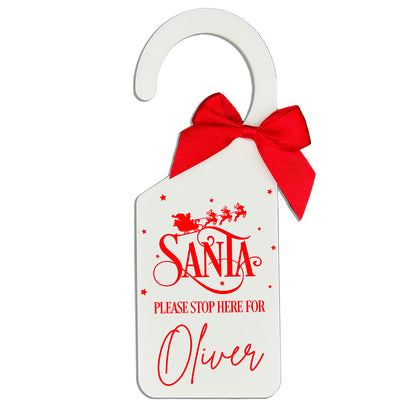 Personalised Santa Stop Here Door Hanger