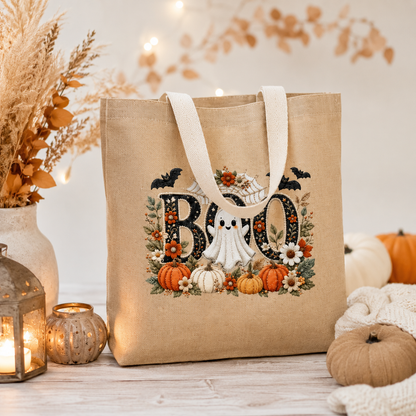 Boo Jute Tote Bag