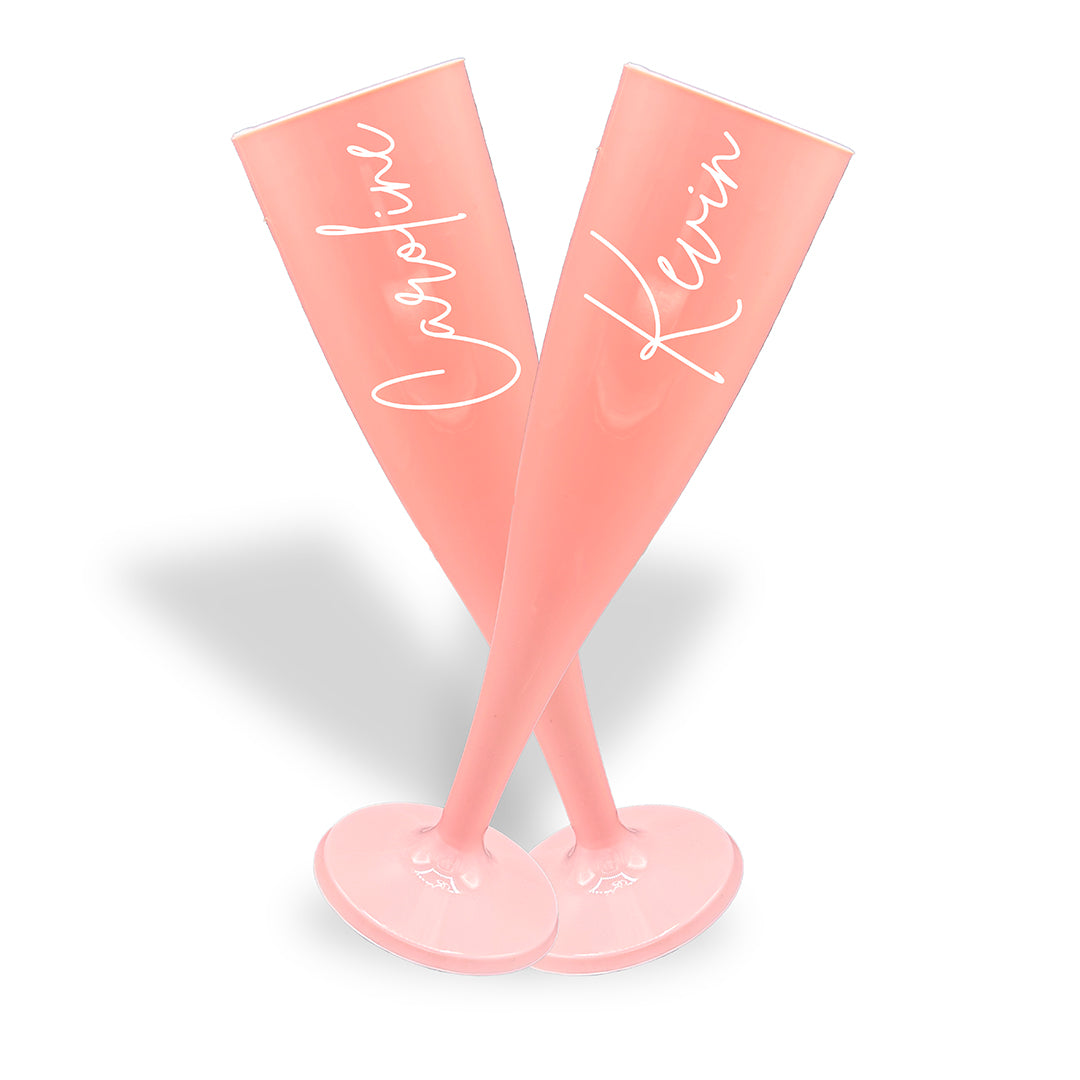 Personalised Pair of Plastic Champagne Flutes