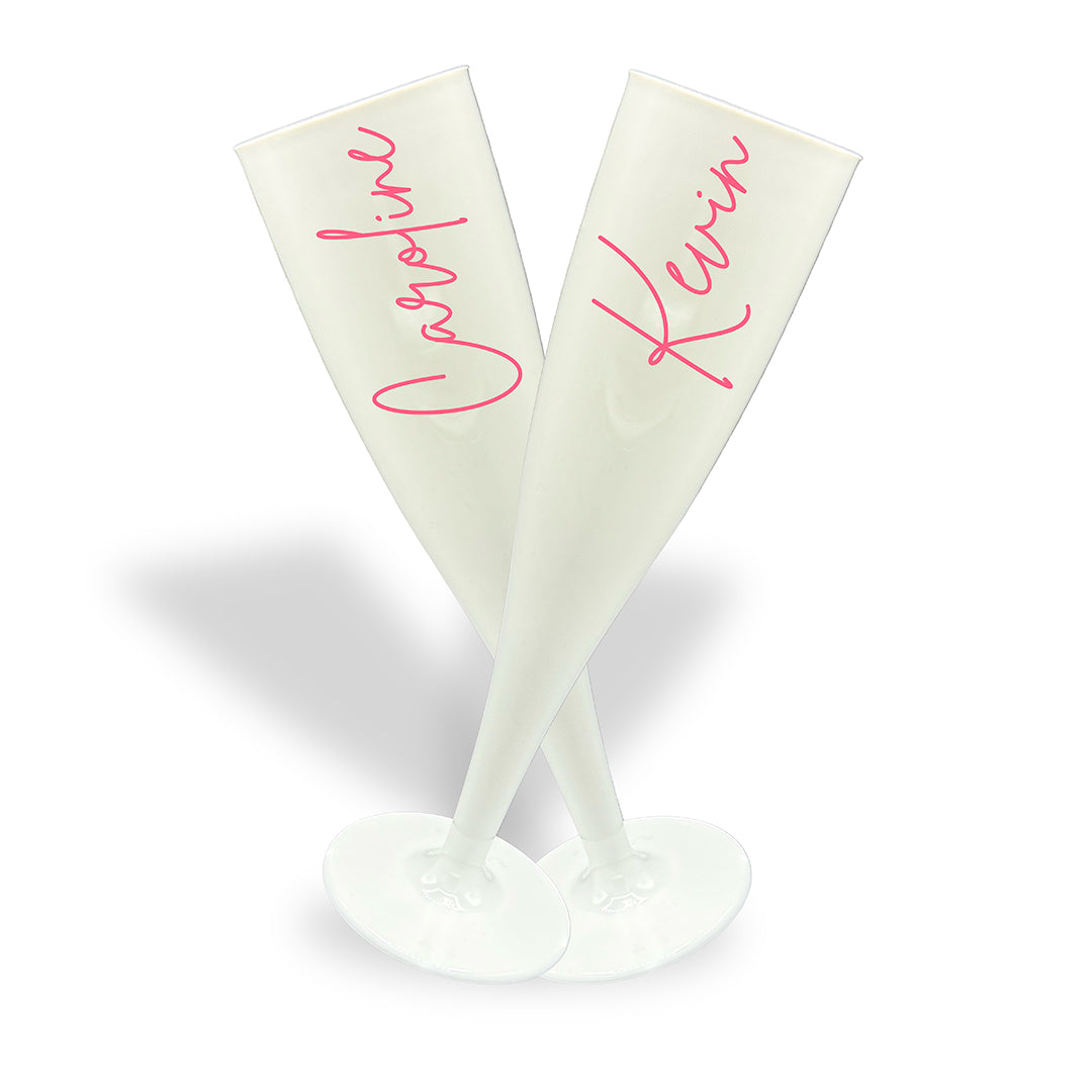 Personalised Pair of Plastic Champagne Flutes