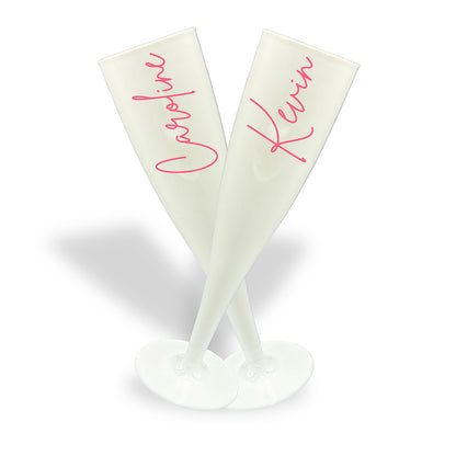 Personalised Pair of Plastic Champagne Flutes