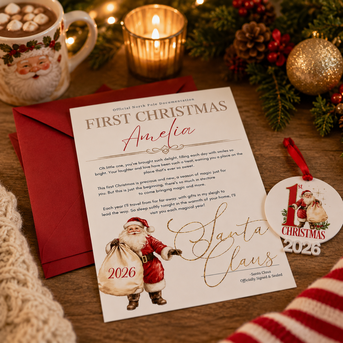 Personalised First Christmas Letter & Keepsake Ornament – 2026 Edition
