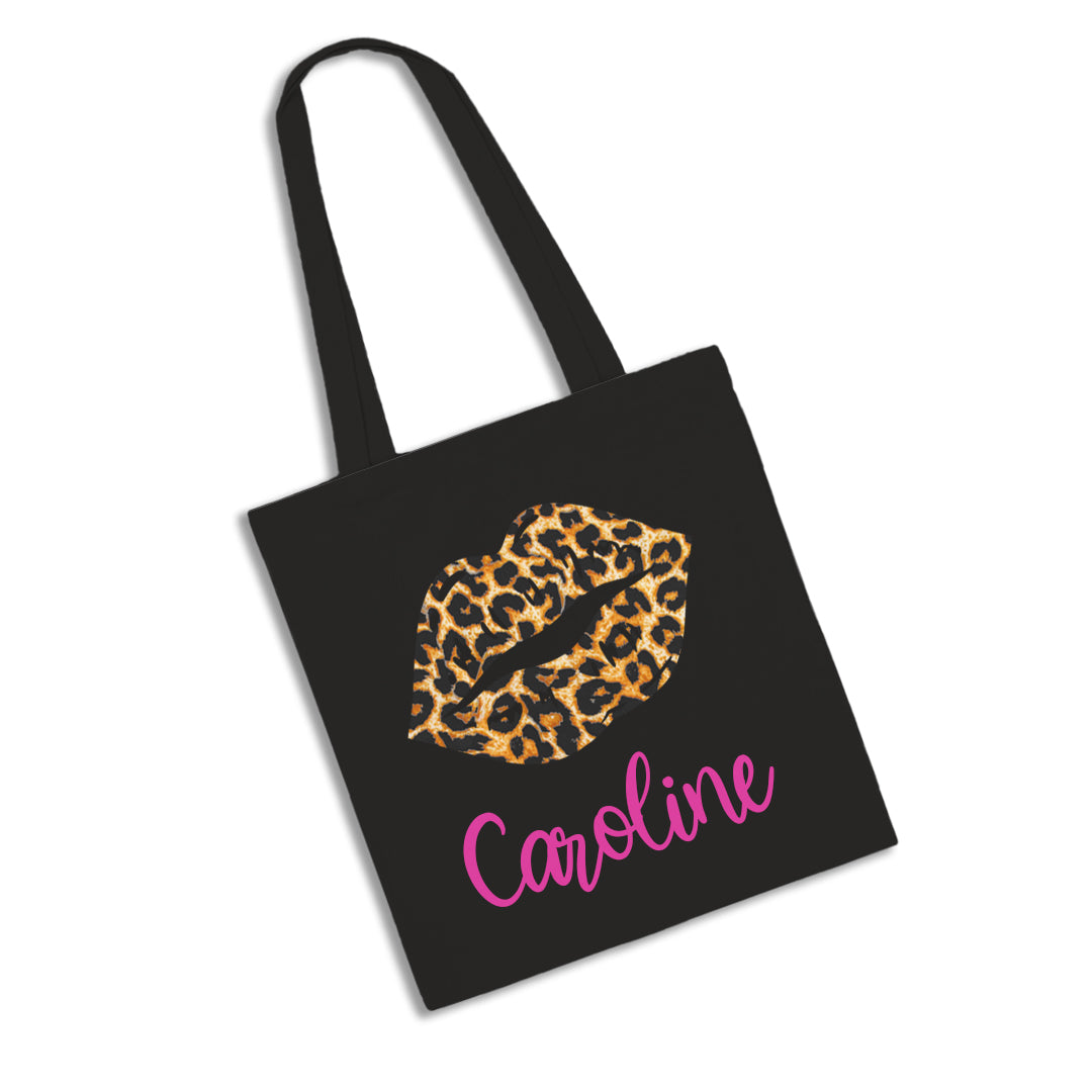 Personalised Animal Print Lips Design Tote Bag